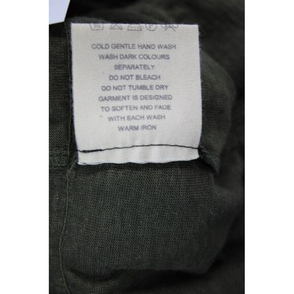 Flannel Womens Drawstring Tiered Ruffled Knit Short Green Linen Size 2 - Picture 6 of 7